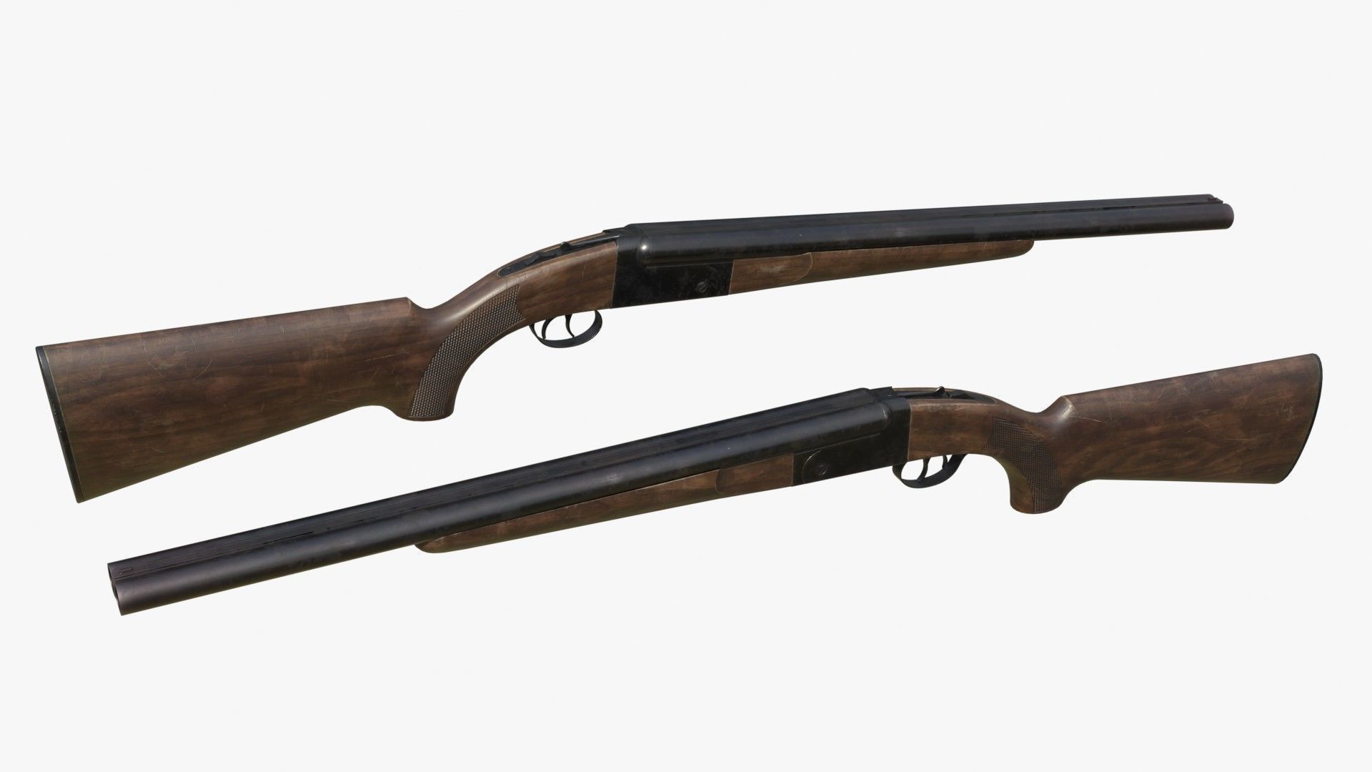 Generic double barrel shotgun  Low-poly 3D model_15