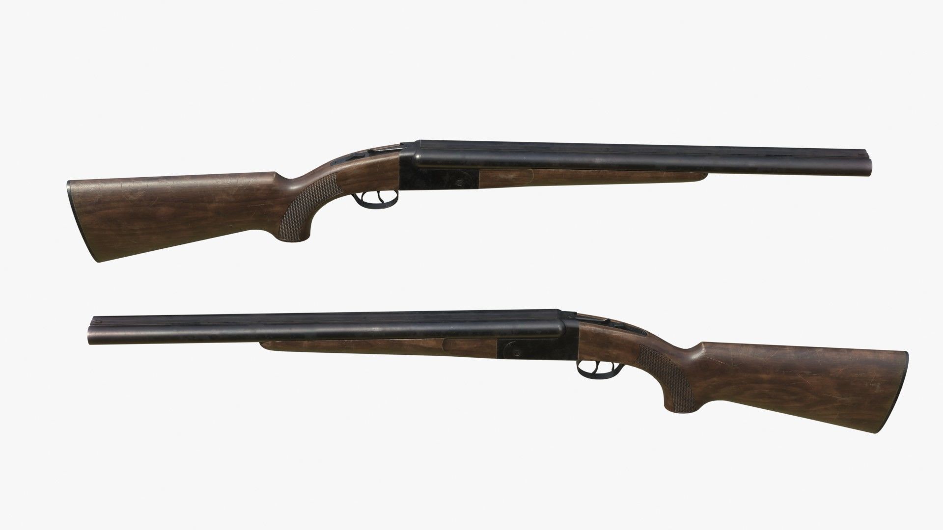 Generic double barrel shotgun  Low-poly 3D model_16