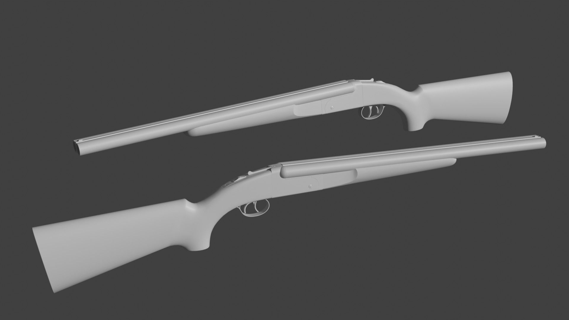 Generic double barrel shotgun  Low-poly 3D model_19