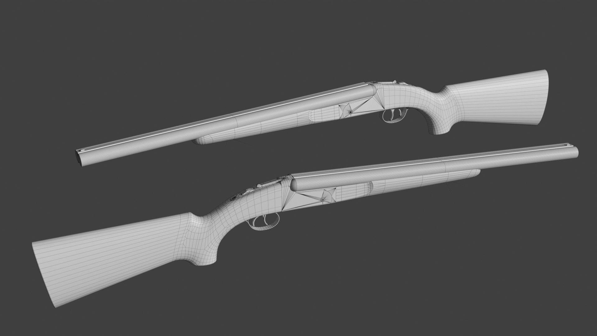 Generic double barrel shotgun  Low-poly 3D model_20