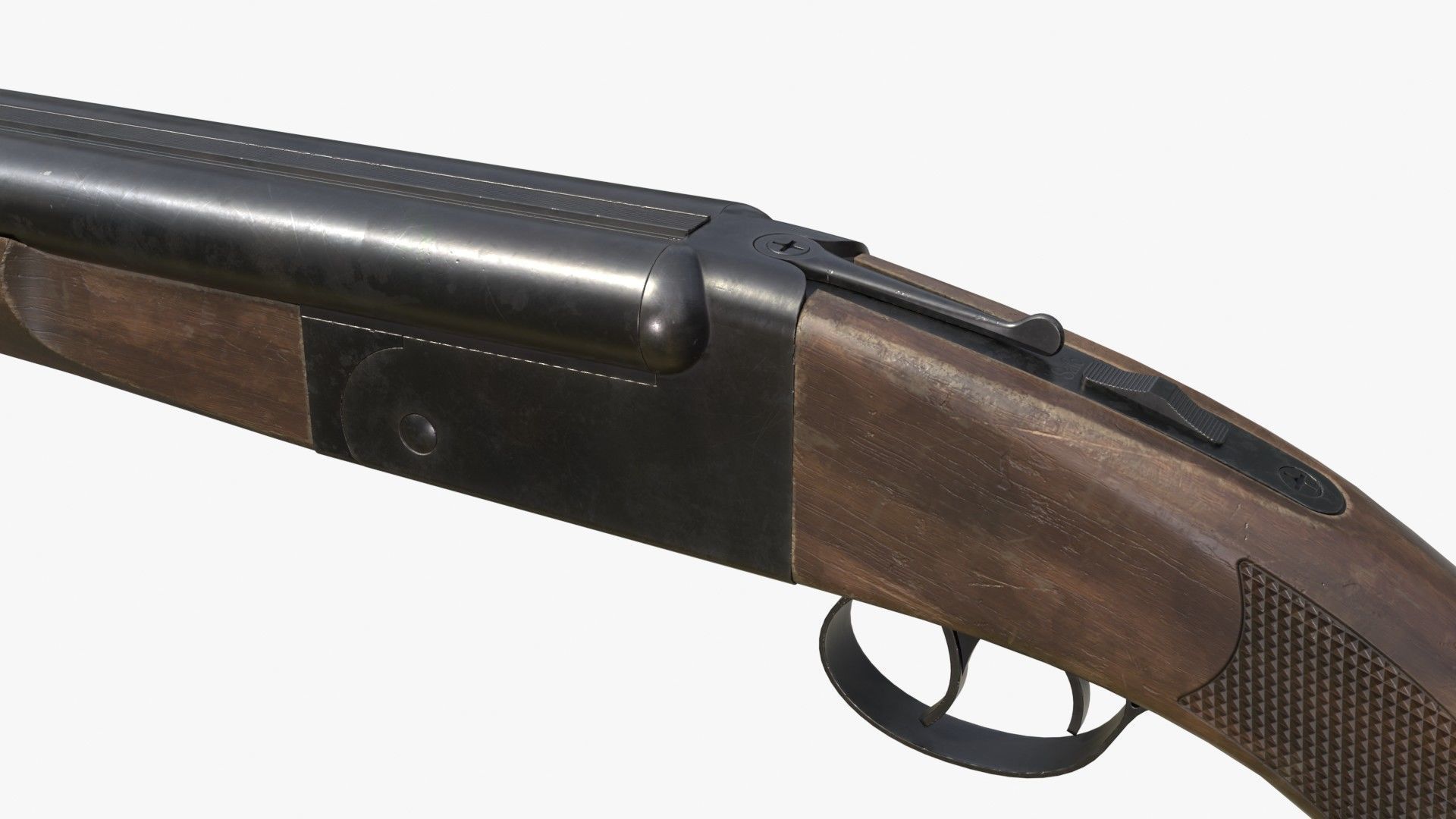 Generic double barrel shotgun  Low-poly 3D model_4