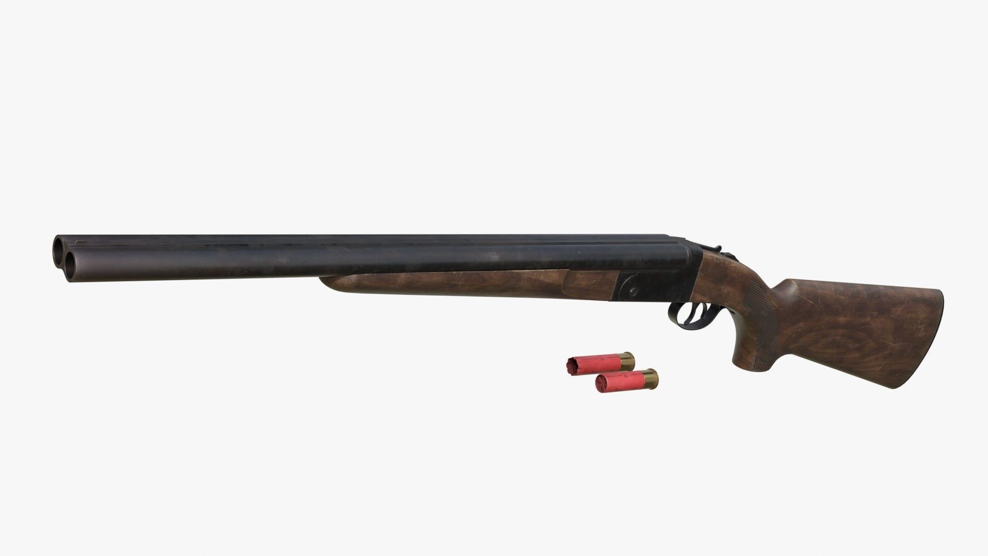 Generic double barrel shotgun  Low-poly 3D model_1