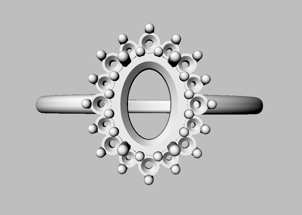 Oval Gemstone Classic Ring 3D print model_12