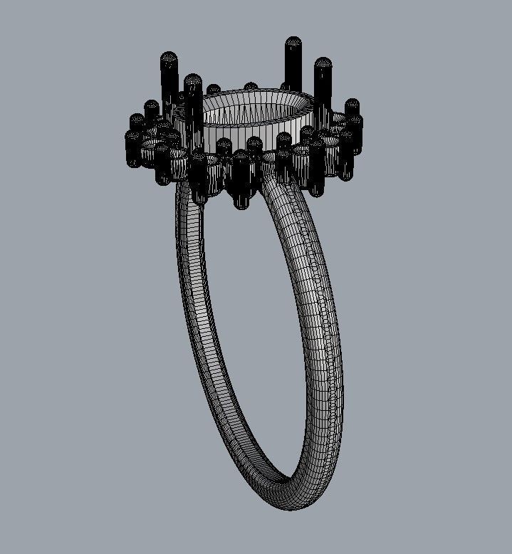 Oval Gemstone Classic Ring 3D print model_25