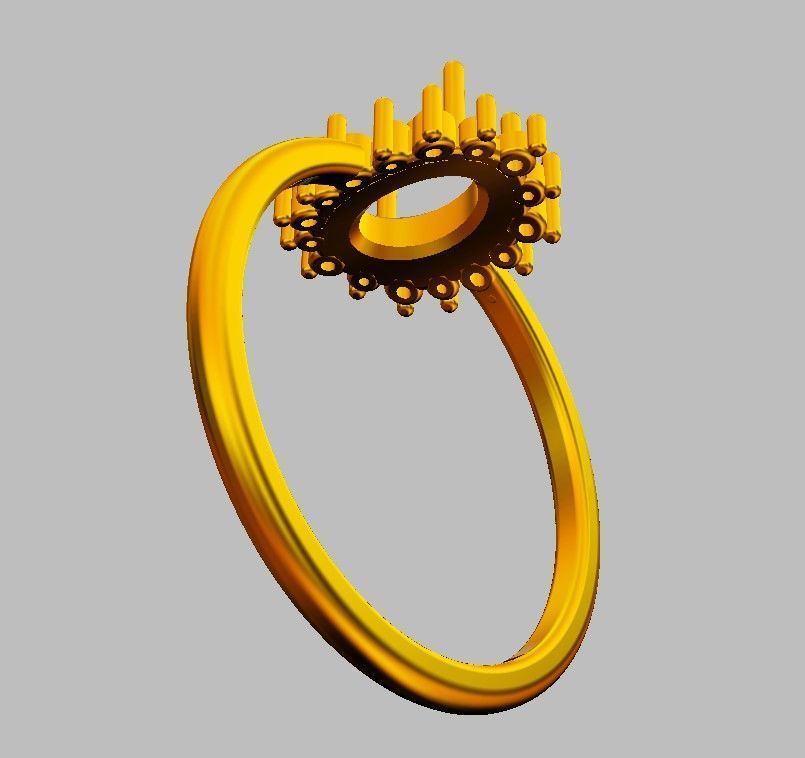 Oval Gemstone Classic Ring 3D print model_16