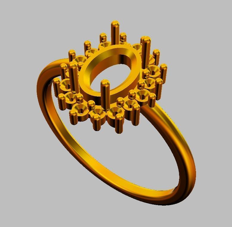 Oval Gemstone Classic Ring 3D print model_14