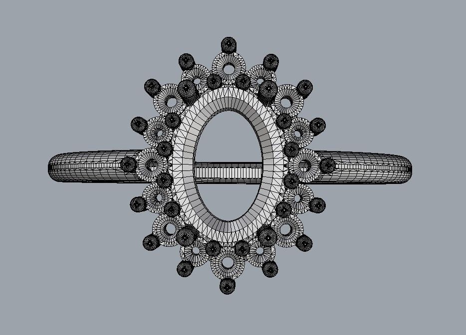 Oval Gemstone Classic Ring 3D print model_24