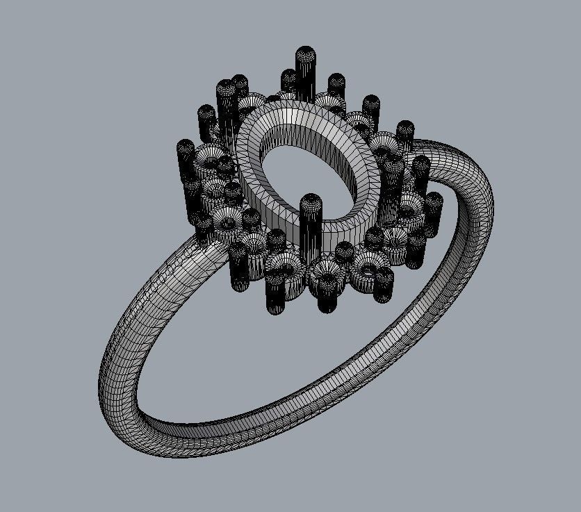 Oval Gemstone Classic Ring 3D print model_20