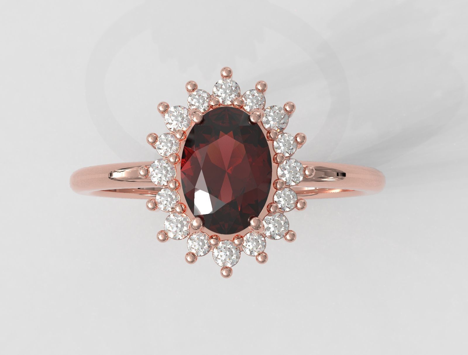 Oval Gemstone Classic Ring 3D print model_3