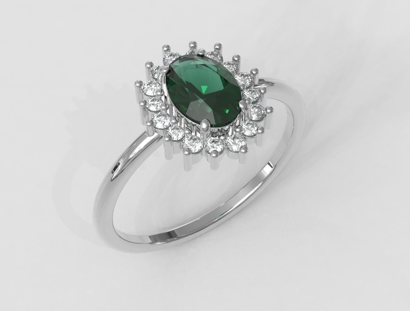 Oval Gemstone Classic Ring 3D print model_2