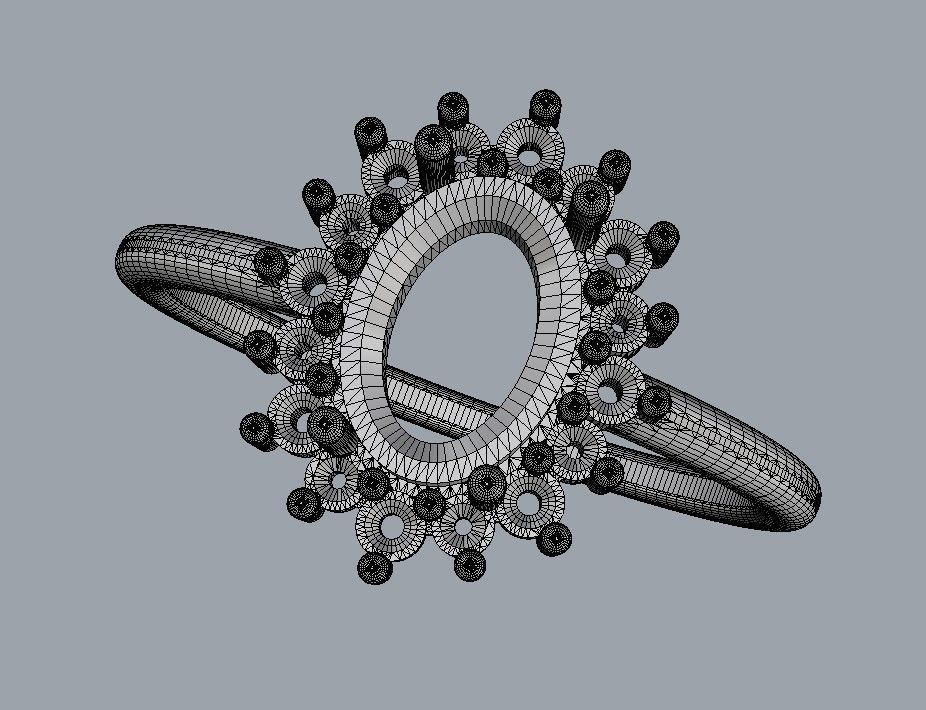 Oval Gemstone Classic Ring 3D print model_26