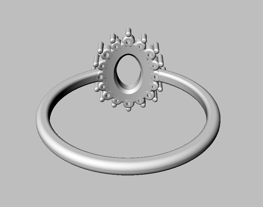 Oval Gemstone Classic Ring 3D print model_11
