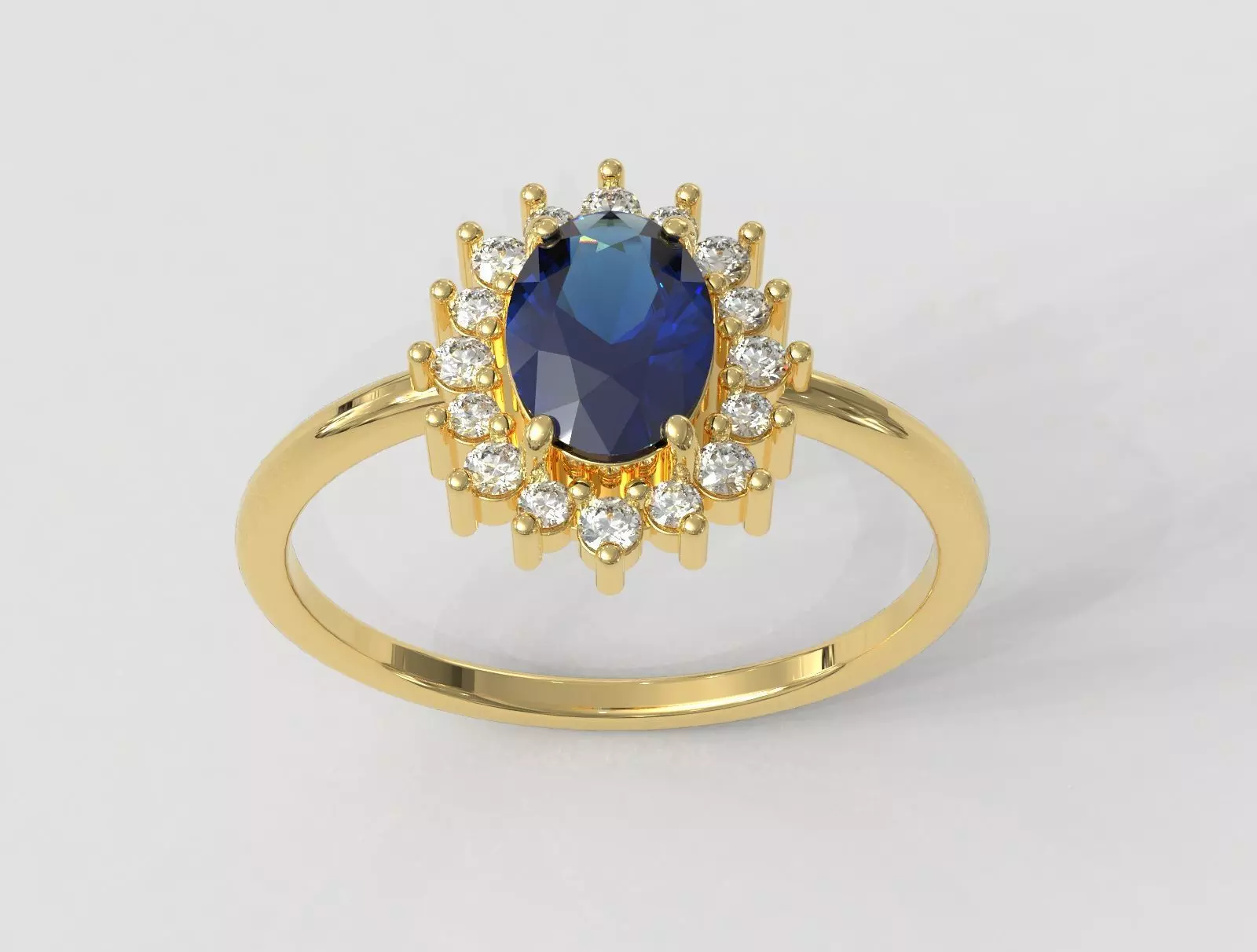 Oval Gemstone Classic Ring 3D print model_0