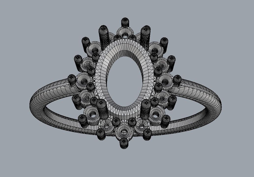 Oval Gemstone Classic Ring 3D print model_21