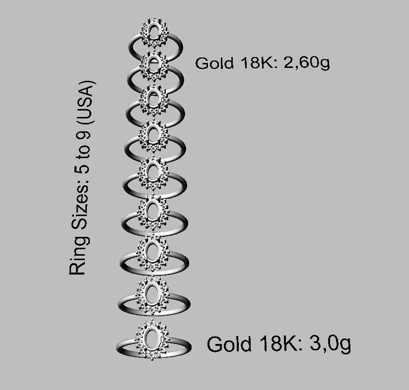 Oval Gemstone Classic Ring 3D print model_5