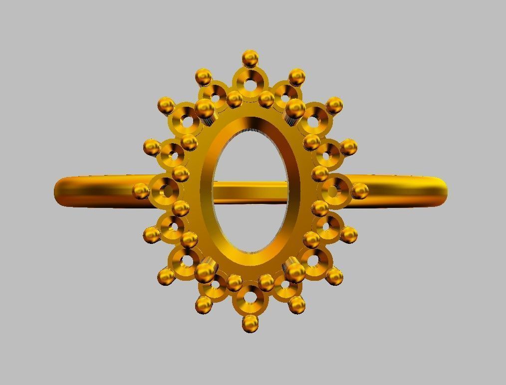 Oval Gemstone Classic Ring 3D print model_18