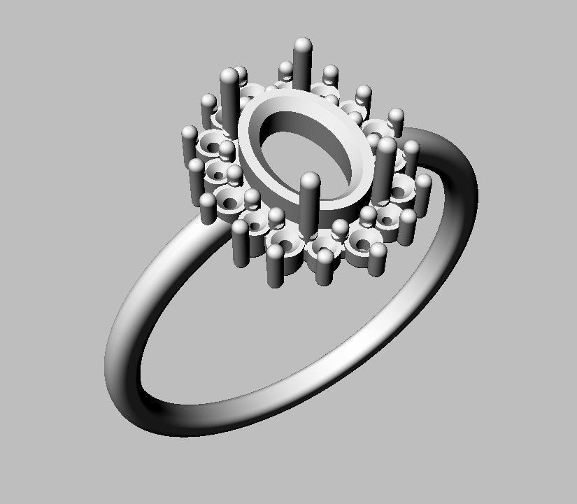 Oval Gemstone Classic Ring 3D print model_8