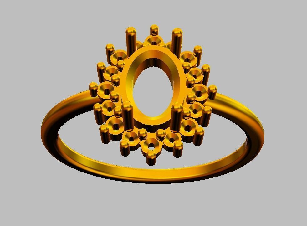 Oval Gemstone Classic Ring 3D print model_15