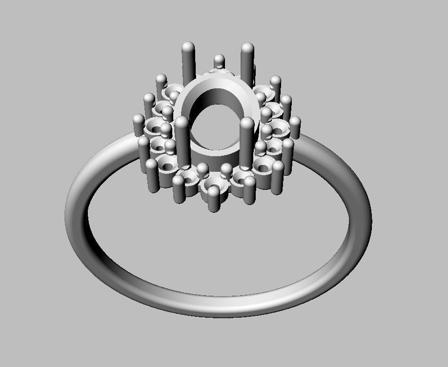 Oval Gemstone Classic Ring 3D print model_7