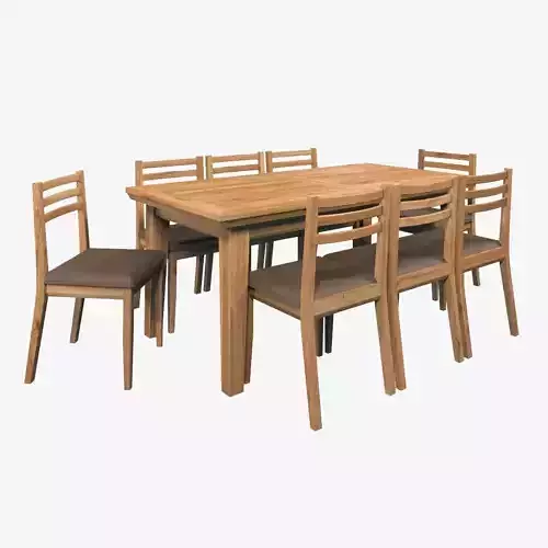Country Dining Set Extendable Table with 8 Chairs Natural Oak