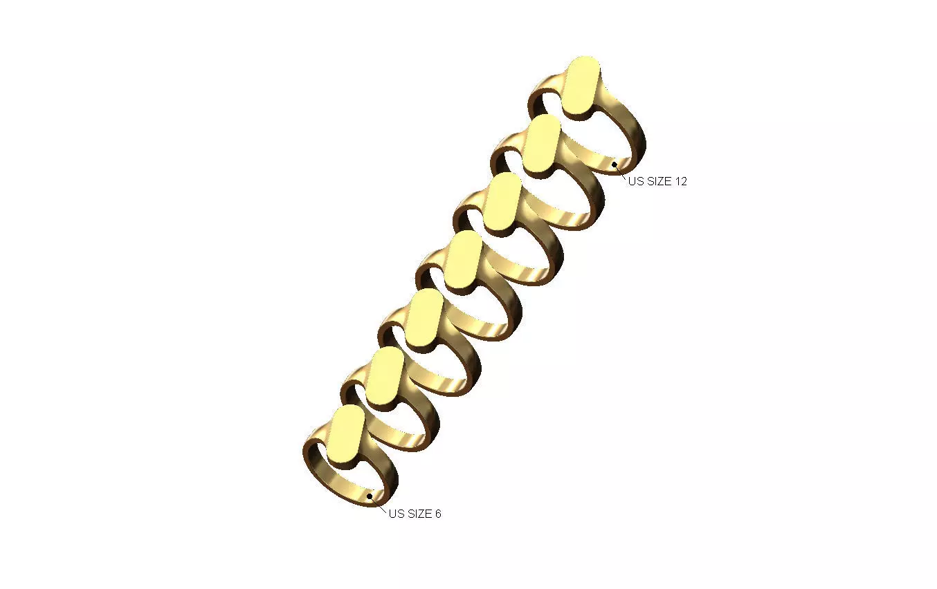 Tilted oblang 15x6mm signet ring Us sizes 6to12 3D print model