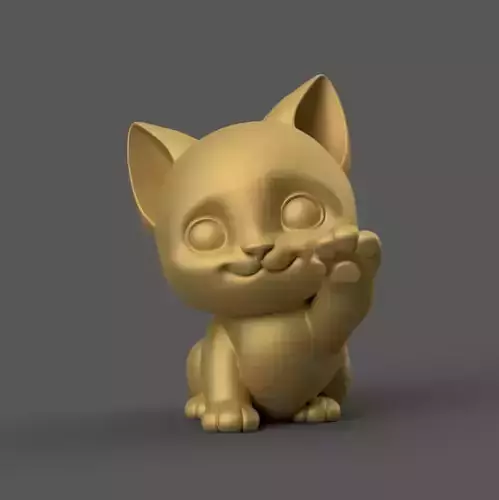 Smiling Cat Sculpture Waving Hello Desk Decor for Cat Lovers