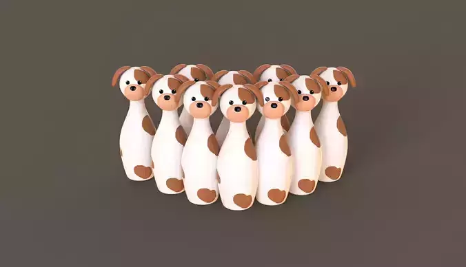 Cartoon Dog Bowling And Ball Bowling