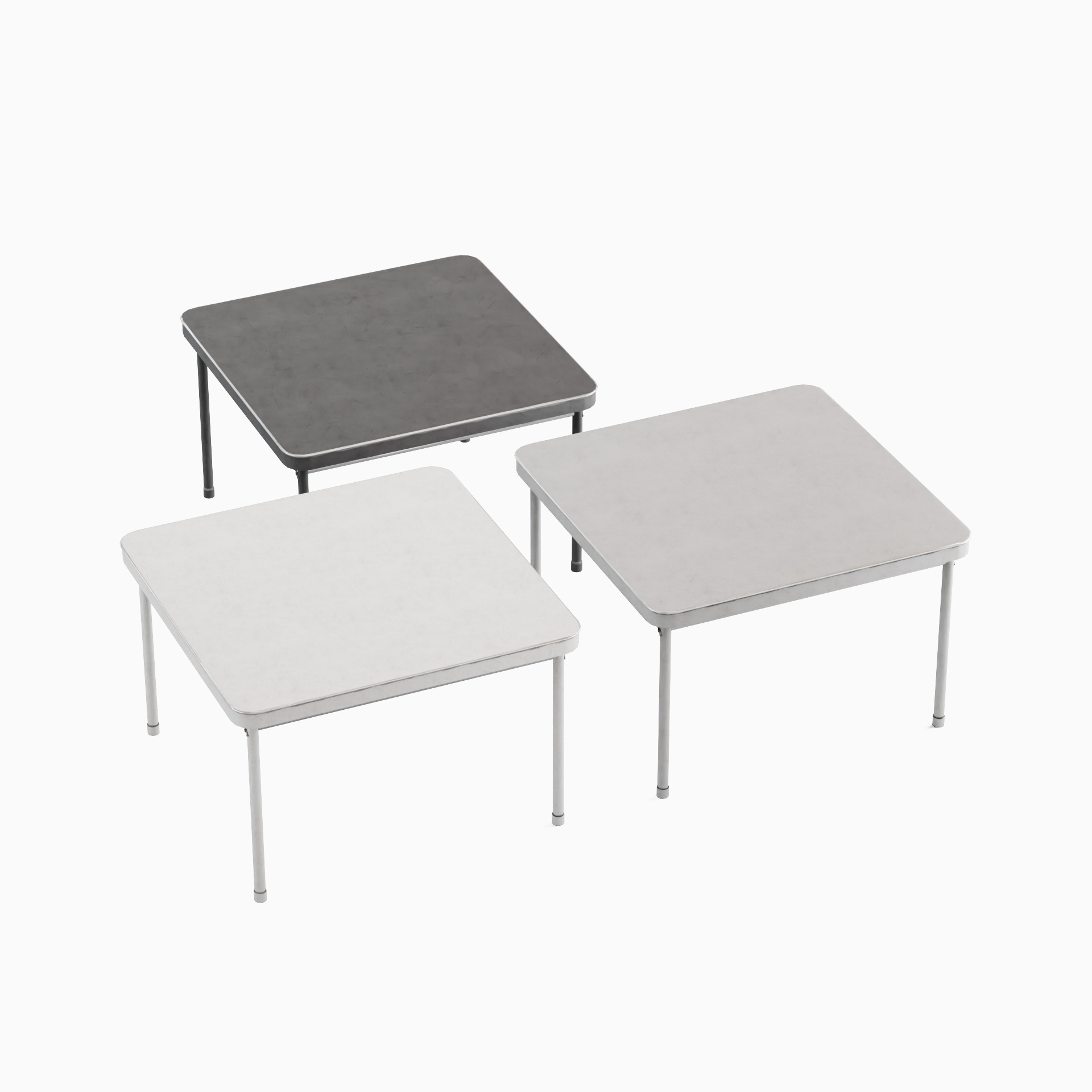 Folding Table Set Low-poly 3D model_1