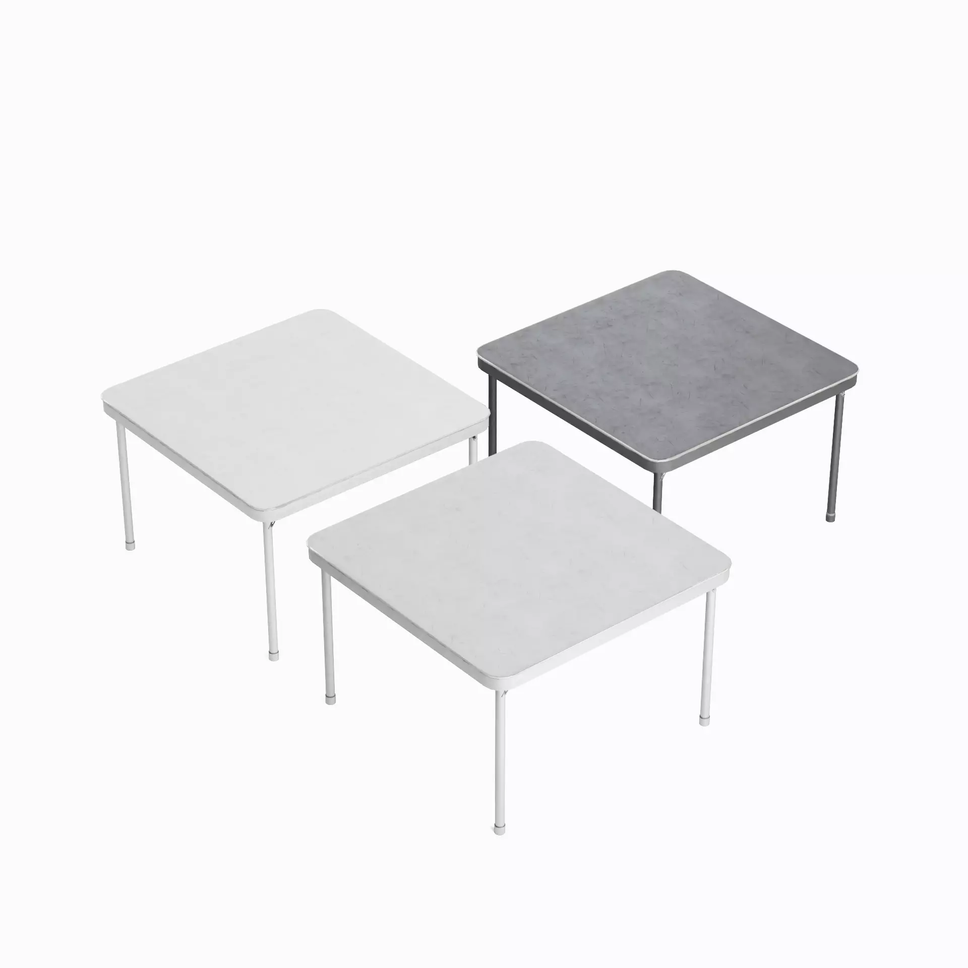 Folding Table Set Low-poly 3D model_0