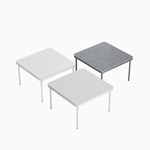 Folding Table Set Low-poly 3D model
