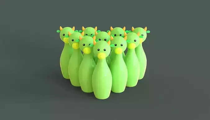 Cartoon Dragon Bowling And Ball Bowling 