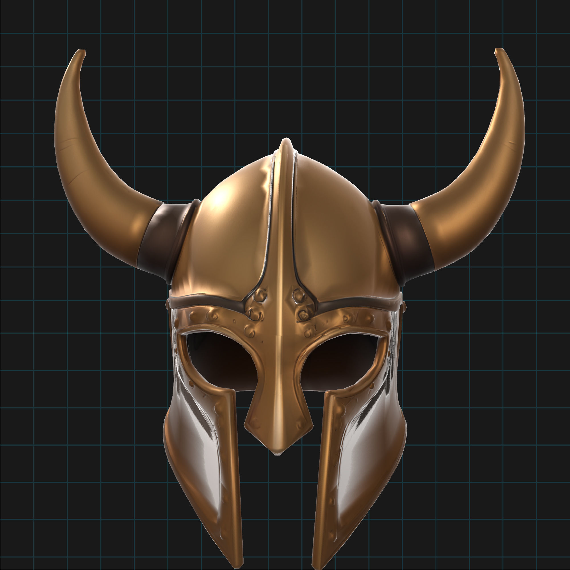 Warrior Horned Helmet Medieval Armor Asset 3D print model_2