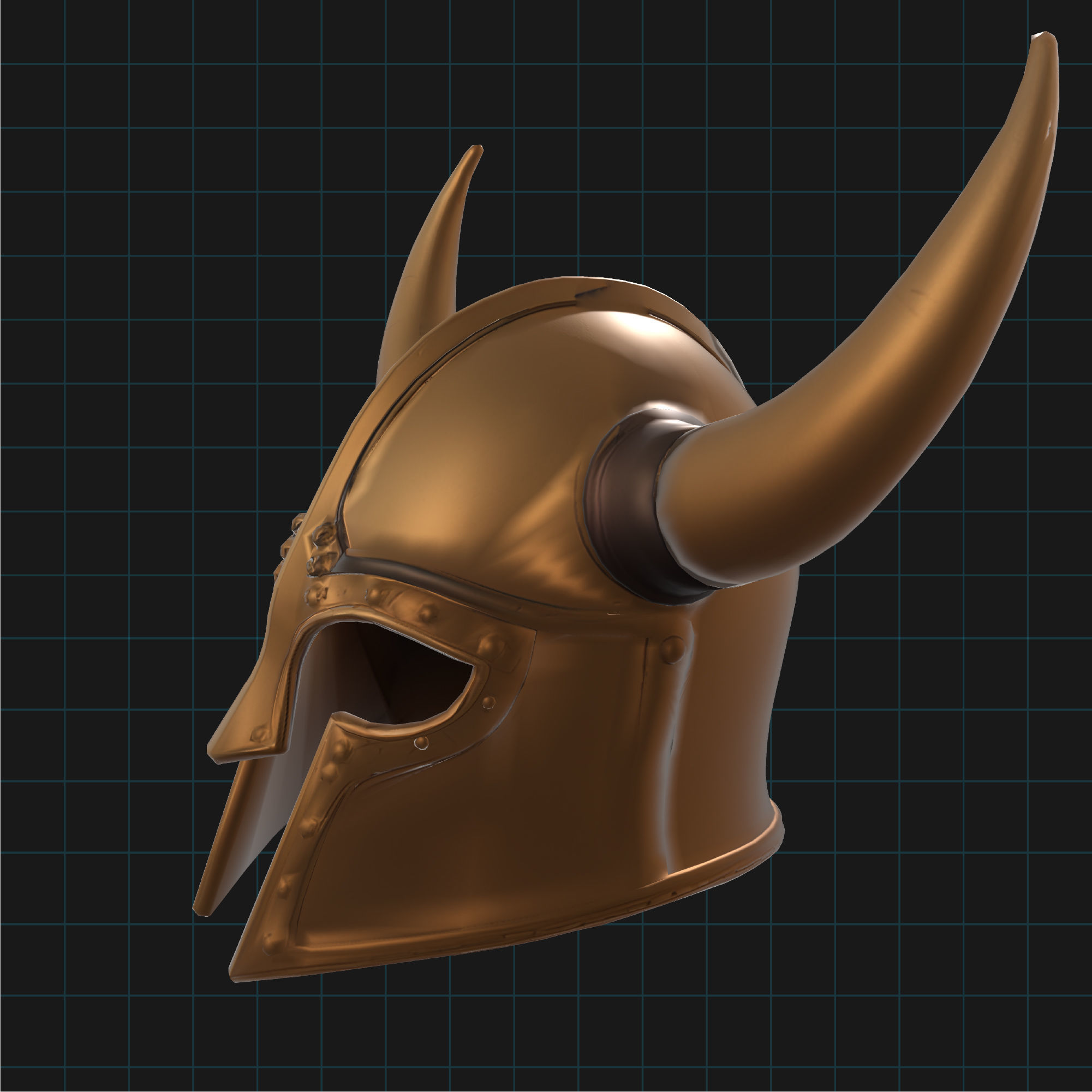 Warrior Horned Helmet Medieval Armor Asset 3D print model_4