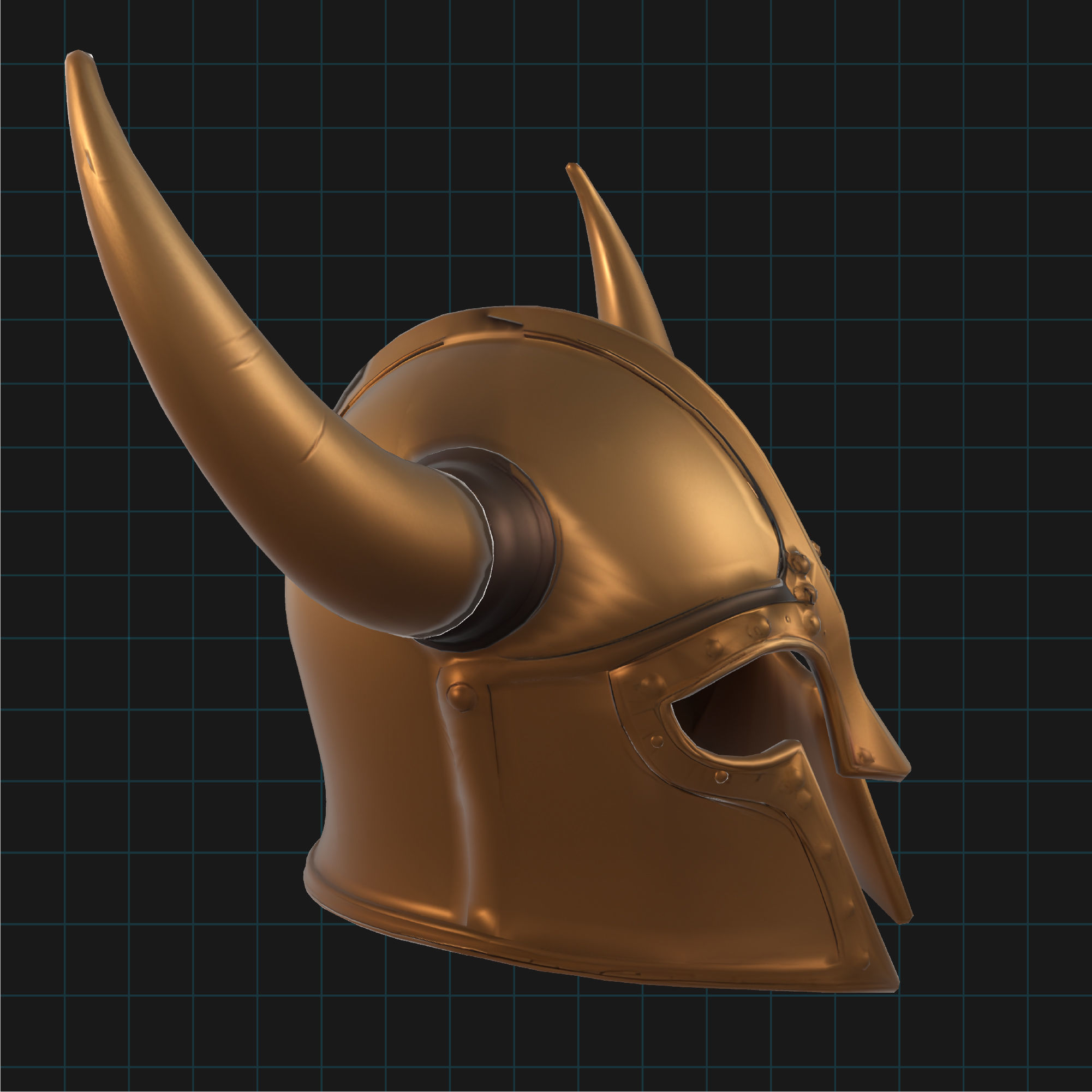 Warrior Horned Helmet Medieval Armor Asset 3D print model_3