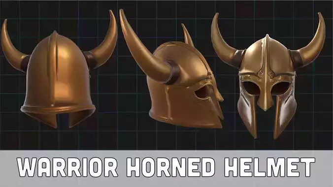Warrior Horned Helmet Medieval Armor Asset 3D print model