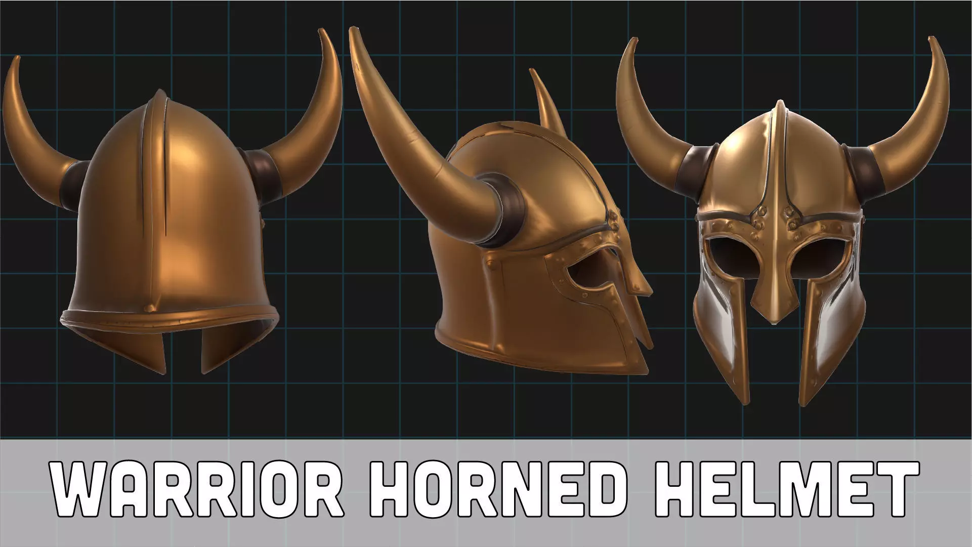 Warrior Horned Helmet Medieval Armor Asset 3D print model_0
