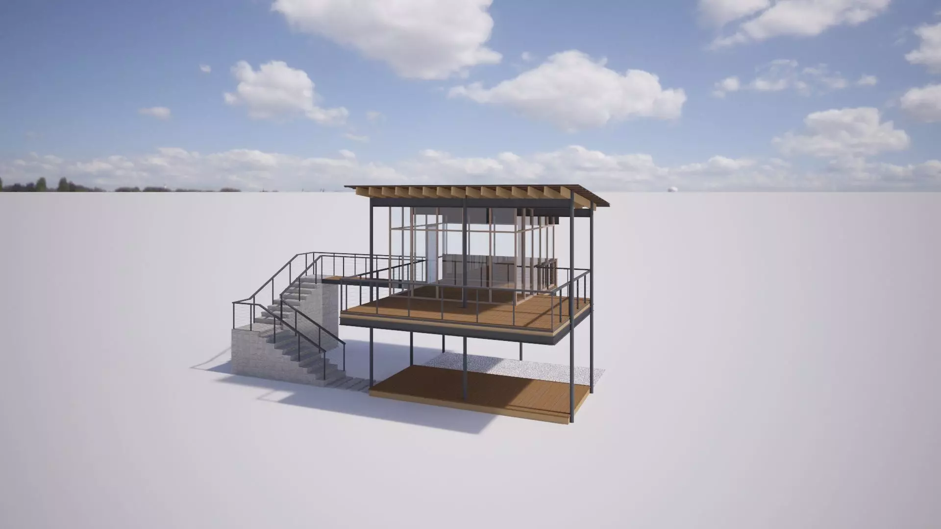 Forest Cabin House Modern Style 3D model_0