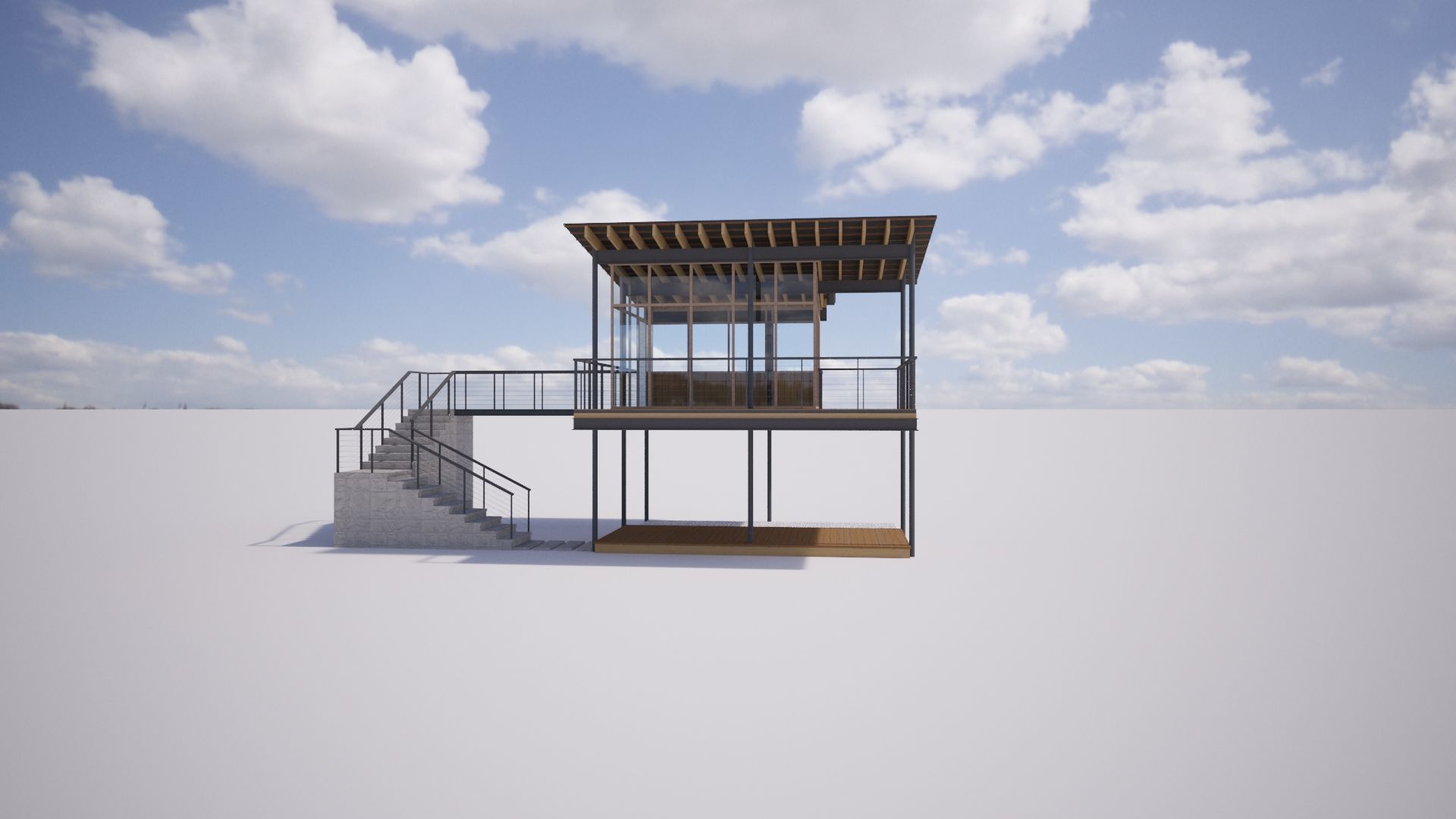 Forest Cabin House Modern Style 3D model_6