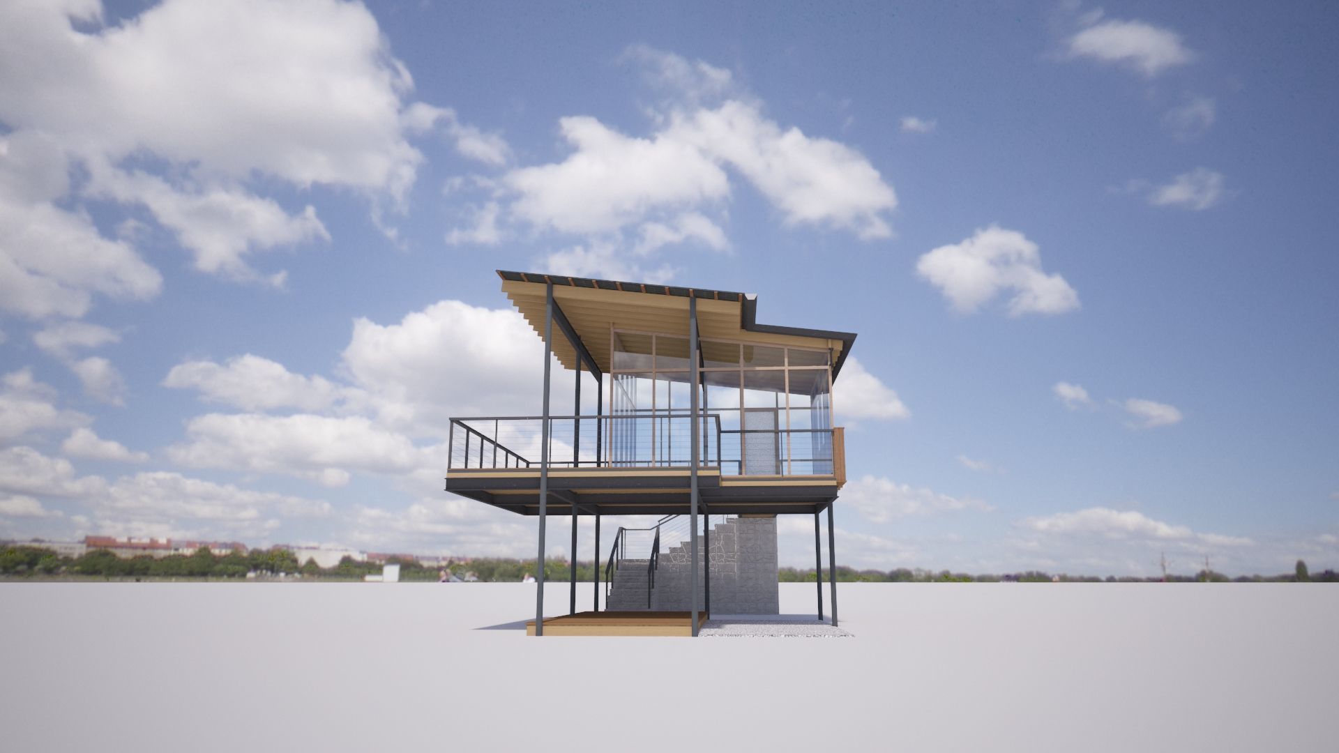 Forest Cabin House Modern Style 3D model_2