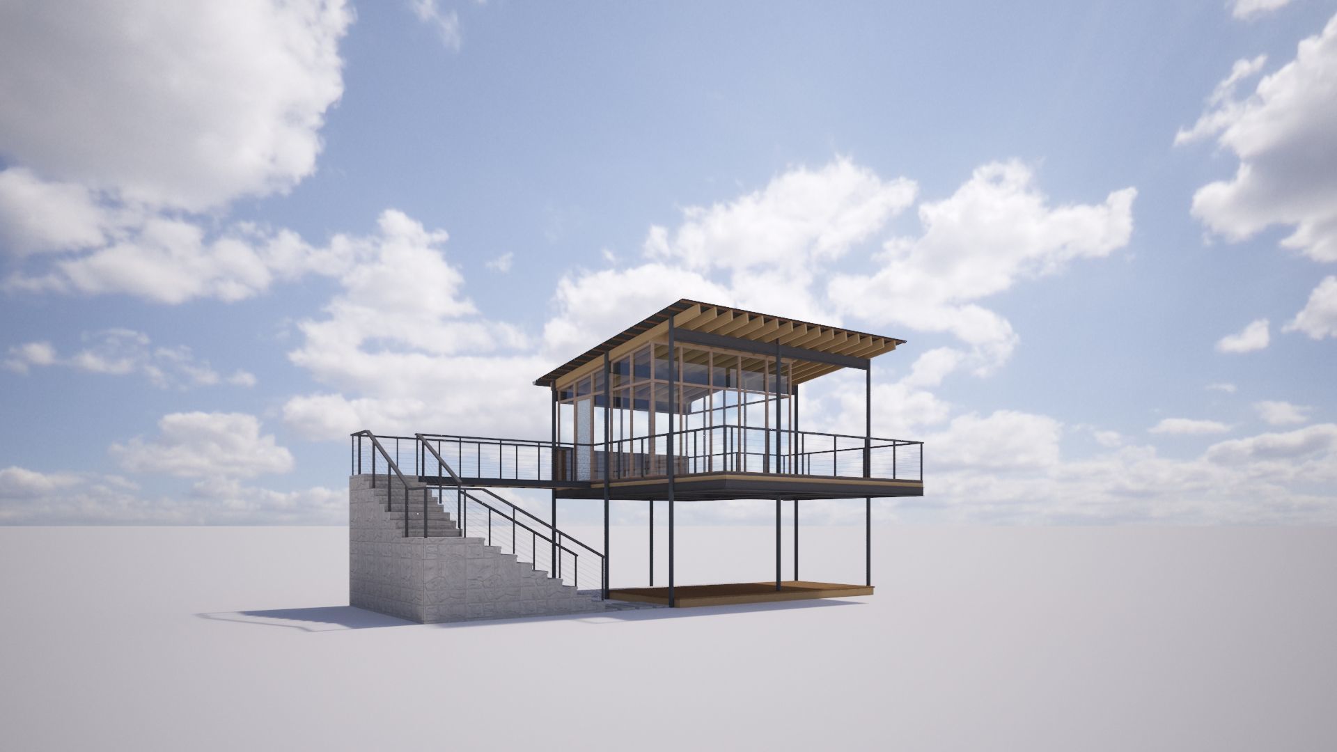 Forest Cabin House Modern Style 3D model_1