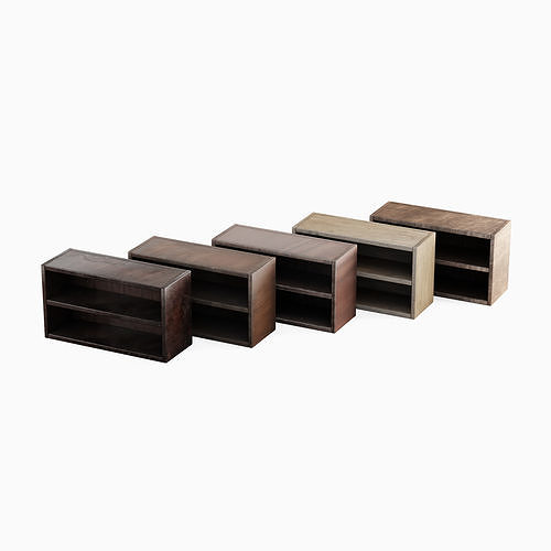 Simple Wooden Bookshelf Set Low-poly 3D model