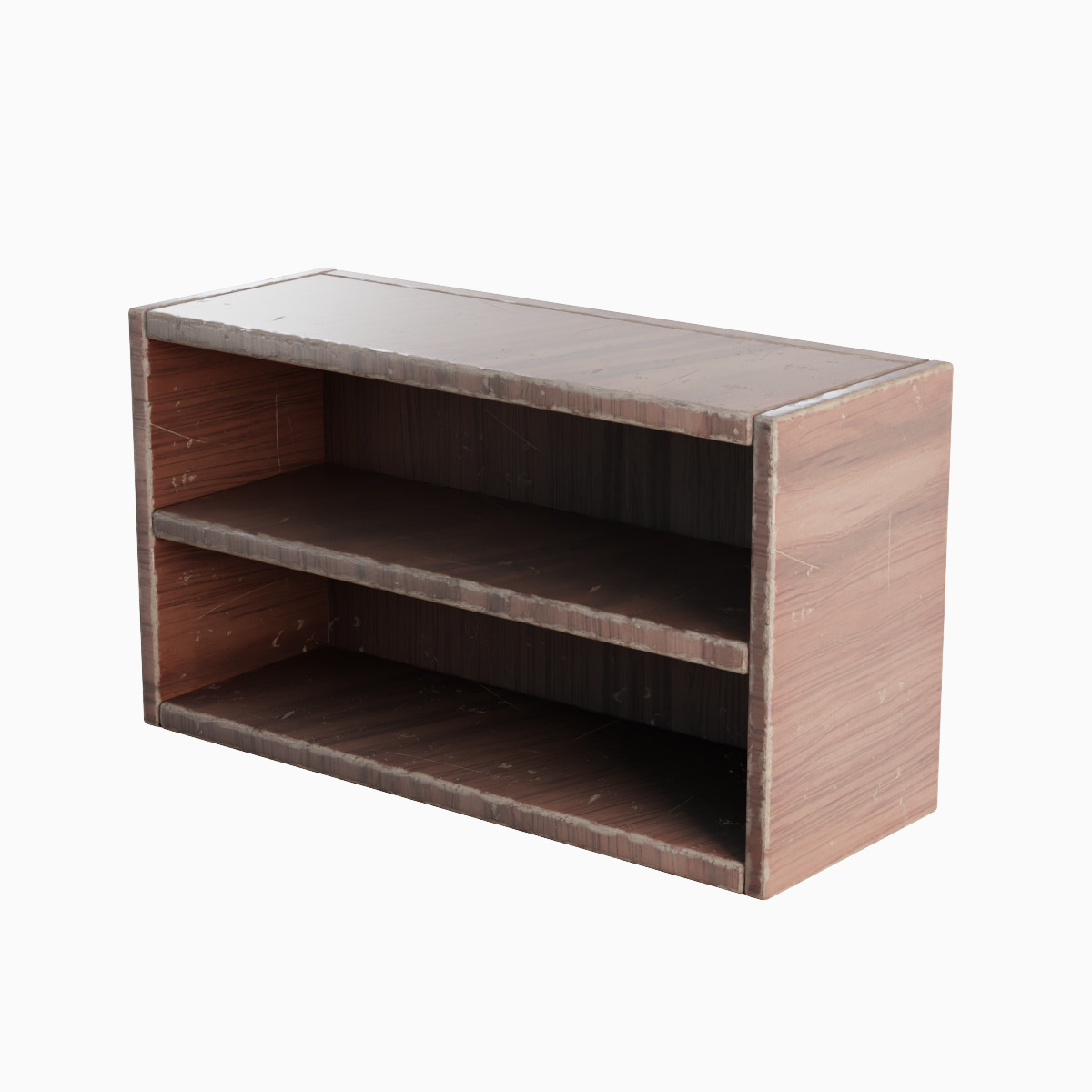 Simple Wooden Bookshelf Set Low-poly 3D model_15