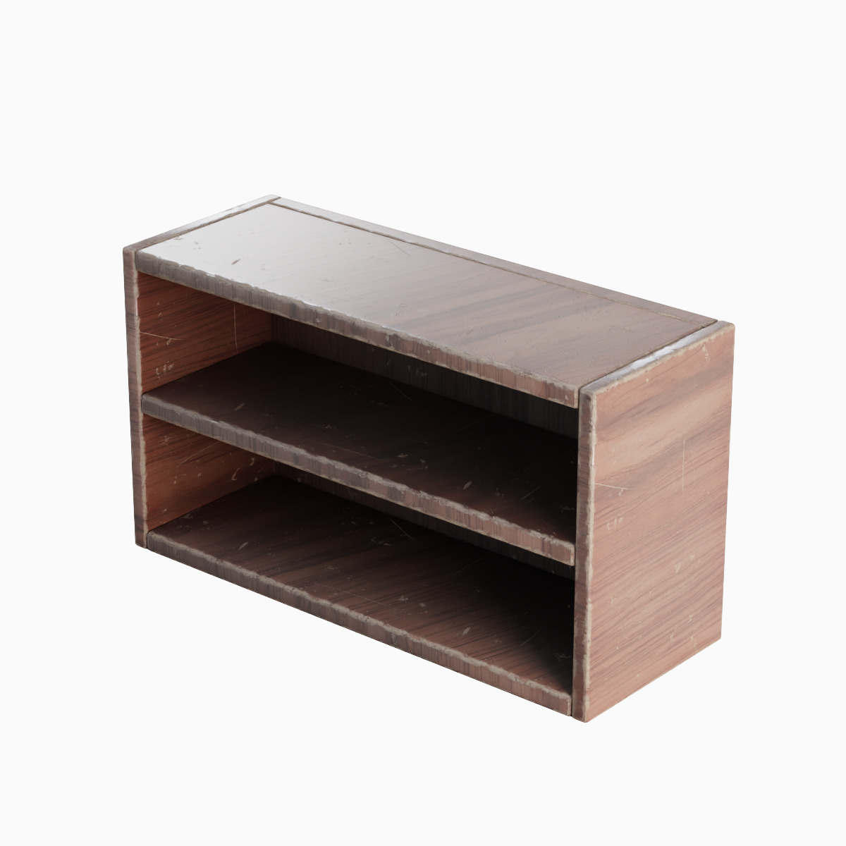Simple Wooden Bookshelf Set Low-poly 3D model_18