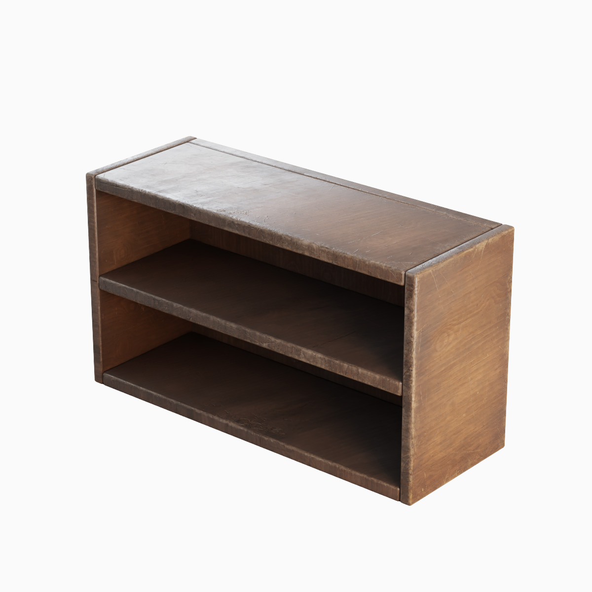 Simple Wooden Bookshelf Set Low-poly 3D model_12