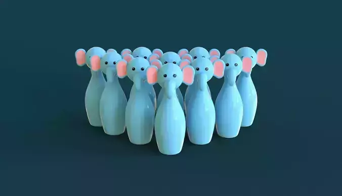 Cartoon Elephant Bowling And Ball Bowling