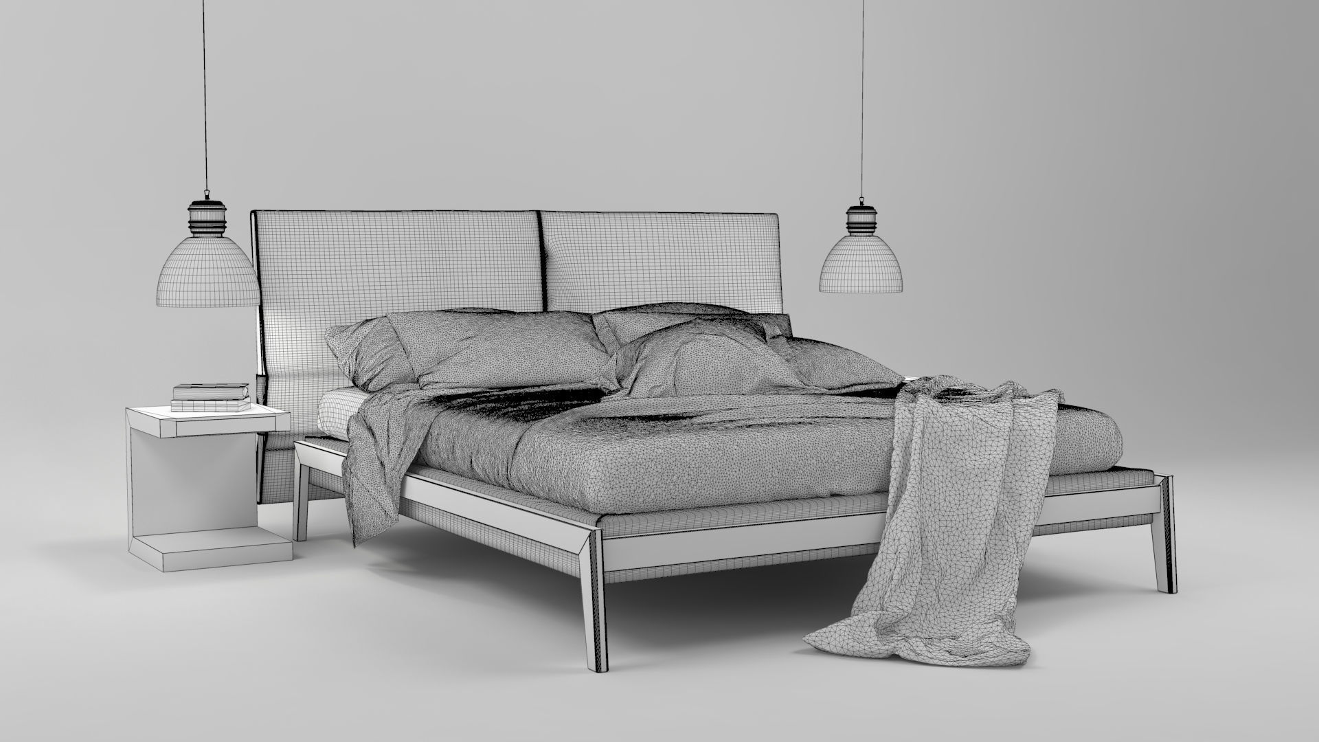 Ipanema bed with Karman ceramic lamp and Aero bedside table 3D model_4