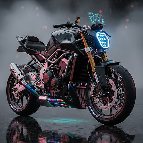 Cyberpunk Superbike - Obsidian Black Futuristic Motorcycle Low-poly 3D model