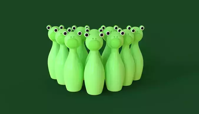 Cartoon Frog Bowling And Ball Bowling