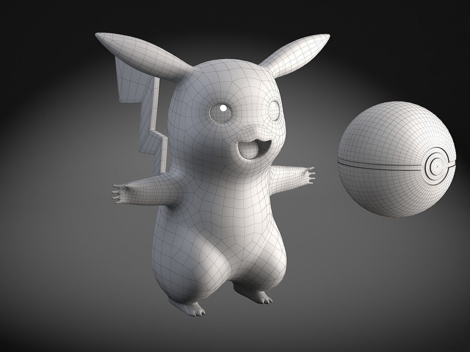 Pikachu Pokemon rigged Low-poly 3D model_21