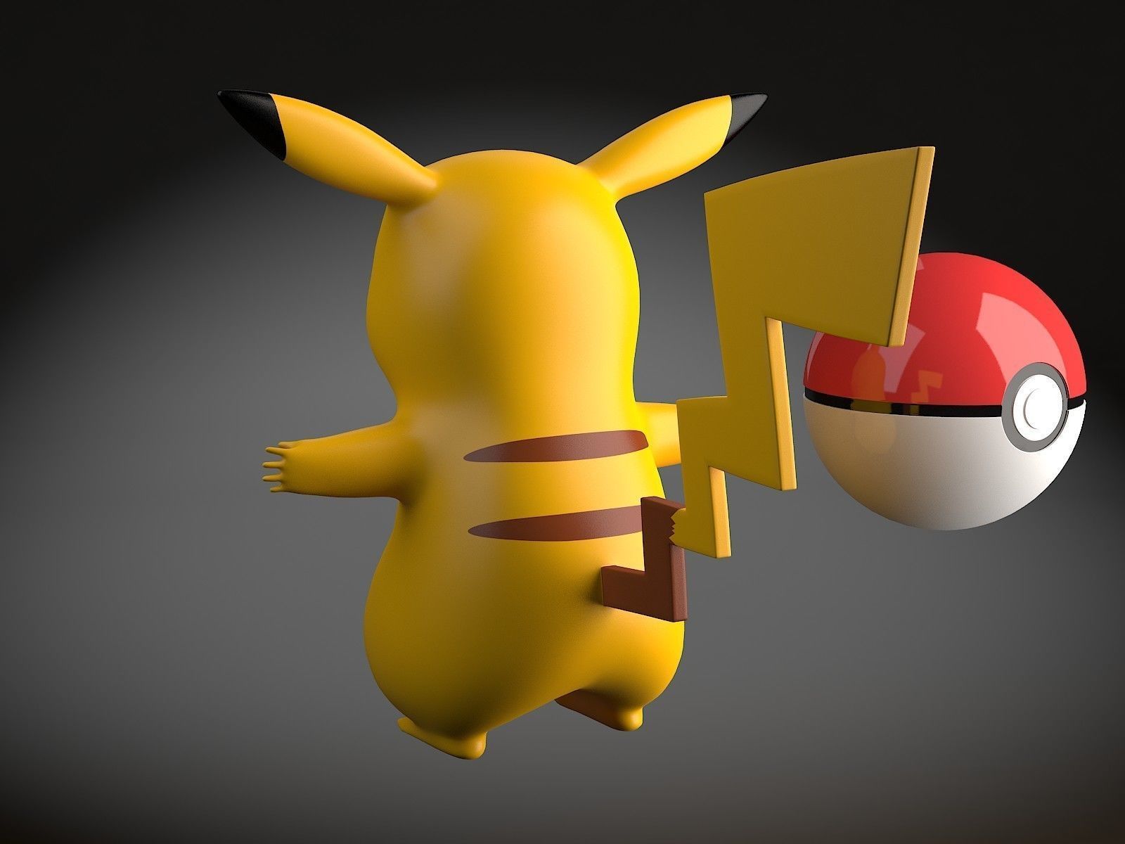 Pikachu Pokemon rigged Low-poly 3D model_3